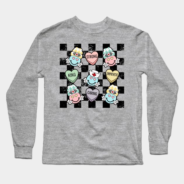 Nurse Conversation Hearts Valentine Day Appreciation Long Sleeve T-Shirt by SilverLake